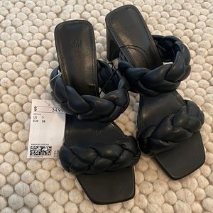 Braided Black Heels